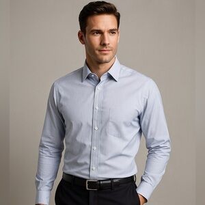 🔵 Tommy Hilfiger Men's Cotton Poplin Shirt - Champagne Blue (16 34/35) 🔵